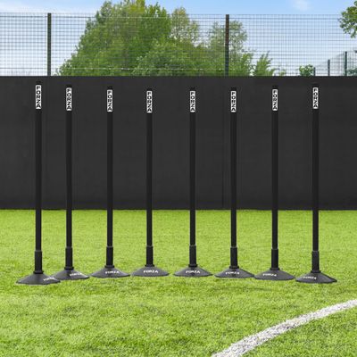 FORZA Slalom Agility Poles | Improve Endurance, Speed & Footwork | Color, Size & Rubber Base Options Available (3ft, Black, with Bases)