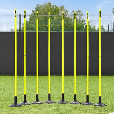 FORZA Slalom Agility Poles | Improve Endurance, Speed & Footwork | Color, Size & Rubber Base Options Available (6ft, Yellow, with Bases)