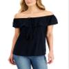 Style & Co. Womens Off The Shoulder Top Deep Black XS view 1