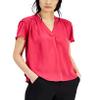 Alfani Shirred V-Neck Dolman-Sleeve T Berry Haze L, Large Short, Med Purple