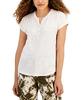 Style & Co. Dolman Sleeve Henley Linen Blend Top Coconut Cream XS view 1