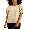 Alfani Solid Puff-Sleeve Blouse, Crea Fresh Almond XL, X-Large Short, Lt Beige view 1