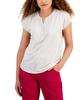 Style & Co. Dolman Sleeve Henley Linen Blend Top Natural Oat Heather 2XL view 1