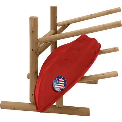 Log Kayak Rack 2-Place Canoe Rack Stand, Freestanding Canoe Storage Racks, Surfboard Stands or SUP Garage Racks Organizer, Paddle Holder for Kayaking - Canyon Brown