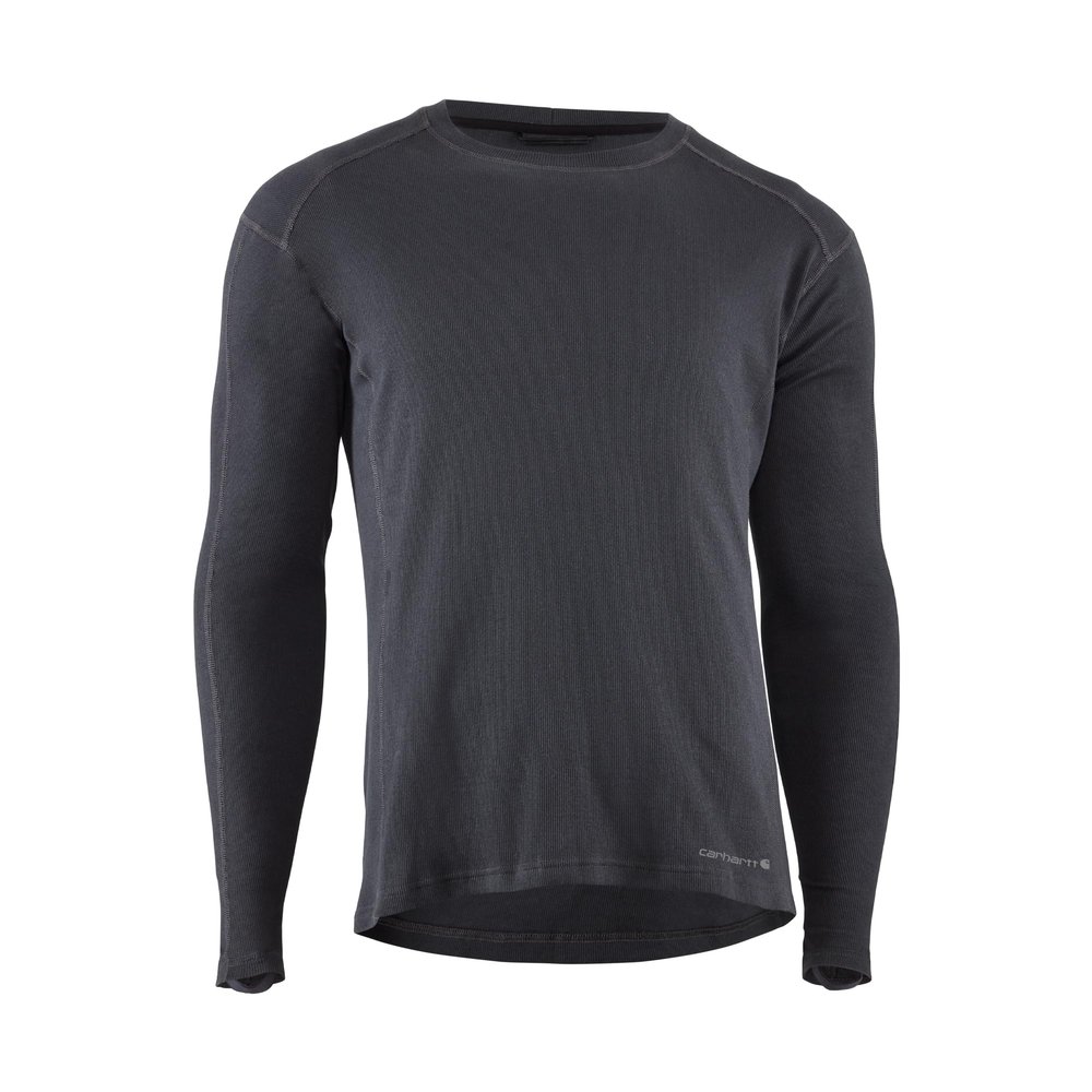 Carhartt Men's Midweight Cotton Rib Base Layer Crewneck, Black, Small