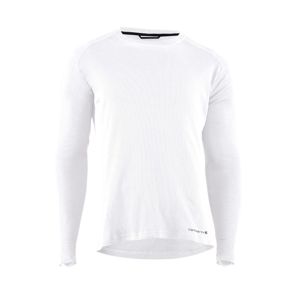 Carhartt Men's Midweight Cotton Rib Base Layer Crewneck, White, Small