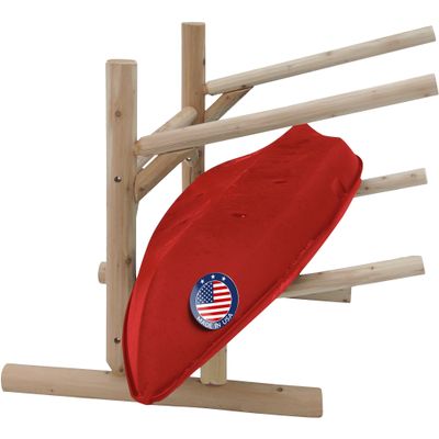 Log Kayak Rack 2-Place Canoe Rack Stand, Freestanding Canoe Storage Racks, Surfboard Stands or SUP Garage Racks Organizer, Paddle Holder for Kayaking - Unfinished