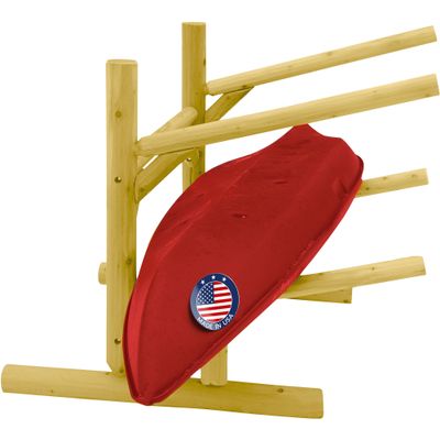 Log Kayak Rack 2-Place Canoe Rack Stand, Freestanding Canoe Storage Racks, Surfboard Stands or SUP Garage Racks Organizer, Paddle Holder for Kayaking - Natural