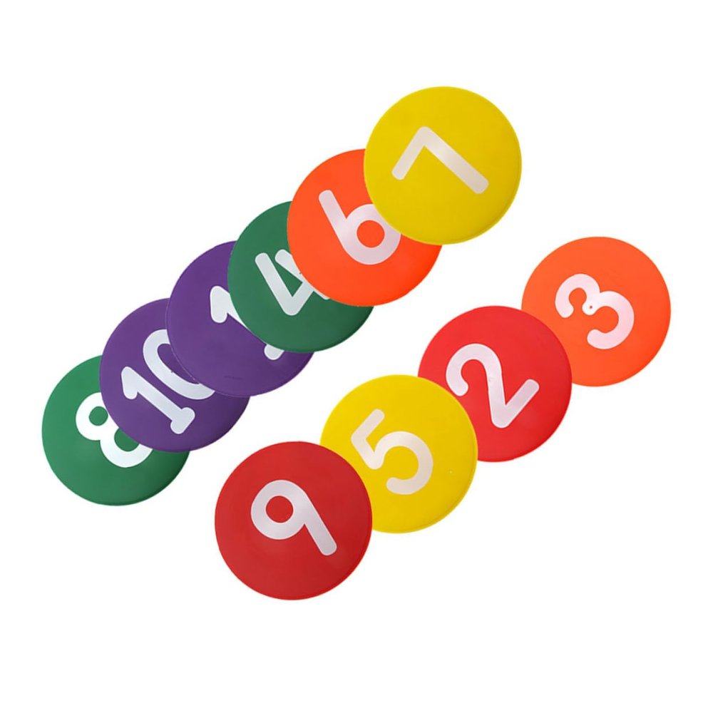 Yardwe 10pcs Football Training Sign Discs TPE Soccer Markers Patterns for Agility Drills and Practice Random Colors