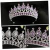 Angoily Material Wedding Crown Silver Violet Rhinestone Tiar view 3