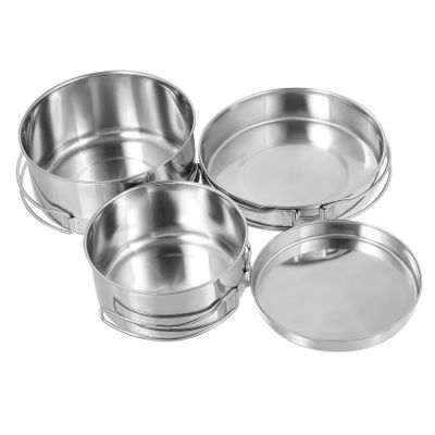 HANABASS 4pcs Camping Cookware Set Non-stick Stainless Steel Pot Pan for Outdoor Picnic Hiking