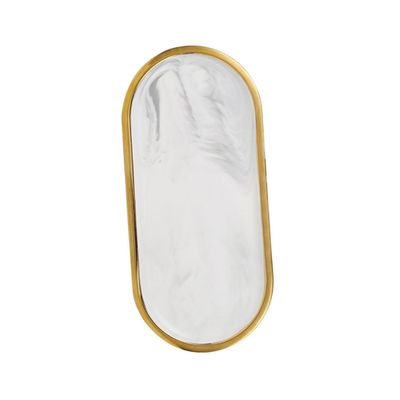 CALLARON Marbled Tray Decorative Jewelry Holder Desktop Cosmetics Plate Hotel Dessert Serving Tray Sturdy Lightweight