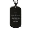 Meaningful Son Gifts from Daddy, Inspirational Black Dog Tag Christmas Birthday Graduation Gifts for Son Maybe I can't stop the downpour but I will always join you for a walk in the rain. Love, D view 1