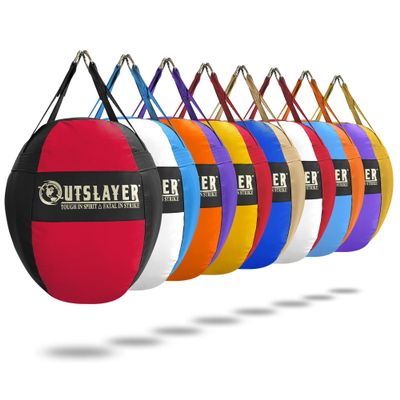 OutSlayer New Customizable Wrecking Ball: MMA, Boxing, Muay Thai Specialty Punching Heavy Bag (70/110 Lbs), Unfilled/Soft/Filled - Made in USA (70 Lb Wrecking Ball, Unfilled)