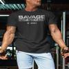 Savage Not Average Gym Workout Motivational Weightlifting Mens T-Shirt (Savage Not Average Silver on Black, 3XL) view 3