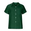 Womens Linen Shirts Summer V Neck Button Down Blouses Casual Short Sleeve Roll up Tops Basic Collared Work Shirts view 4