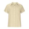 Womens Linen Shirts Summer V Neck Button Down Blouses Casual Short Sleeve Roll up Tops Basic Collared Work Shirts view 4