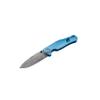 Bker Solingen 1969 Z28 Damascus pocket knife - Damascus EDC folding knife with blue aluminum handle - with clip in Camaro design - linerlock handcrafted EDC knife in case with gift box