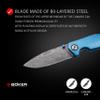 Bker Solingen 1969 Z28 Damascus pocket knife - Damascus EDC folding knife with blue aluminum handle - with clip in Camaro design - linerlock handcrafted EDC knife in case with gift box view 4