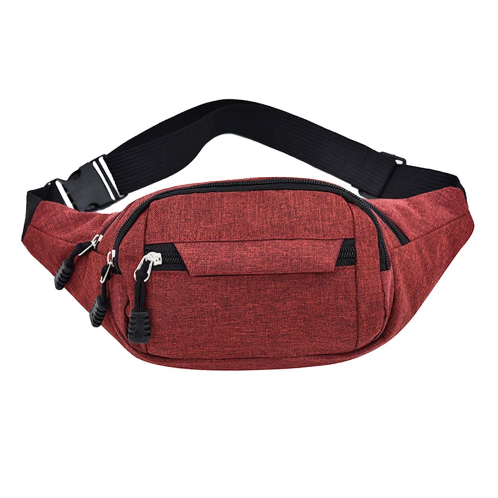 LIOOBO Waist Bag for Men Oxford Cloth Running Belt Strap Capacity Travel Pocket for Outdoor Sports Red