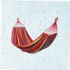 KOMBIUDA 1.5m Outdoor Canvas Hammock with Wooden Stick Lightweight Parachute Cloth Hanging Sleeping Bed for Camping Travel and Backpacking Curved Rainbow Wood Wide Long view 2