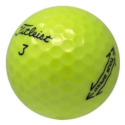 LostGolfBalls - 24 Titleist Yellow Tour Speed Golf Balls in Pristine Condition, 2023 Year Model, Like New Quality, No Logos, No Player Markings, Recycled Used Golf Balls, Yellow