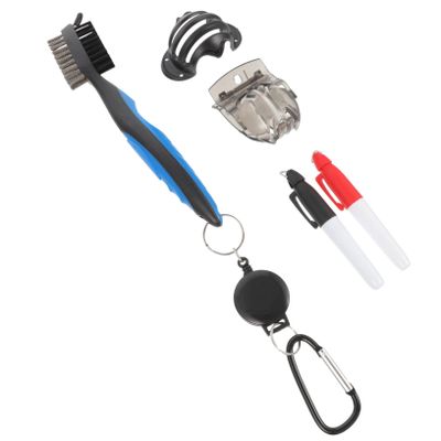 NUOBESTY Golf Ball Marking Tools with Cleaning Brush Portable and Lightweight Kit Includes Red and Marker Clamp for Golf Training and Outdoor Use