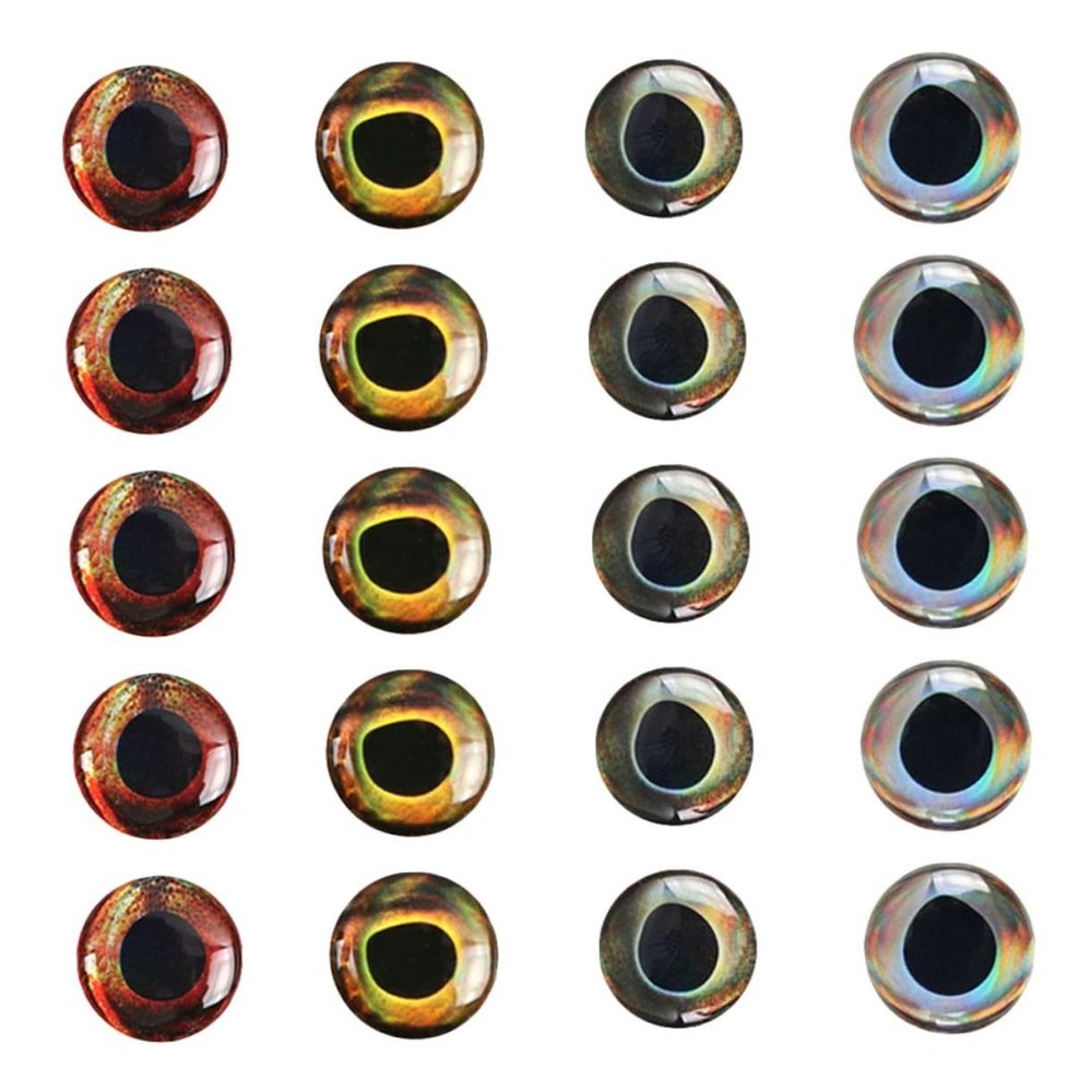 Anneome 20pcs Muskie Fishing Lures Eyes Realistic Epoxy Material Fly Tying Supplies for Bass Spinners Random Color