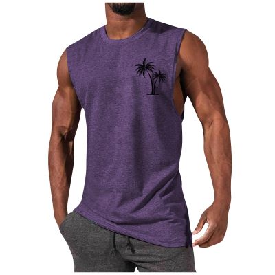 Ymosrh Mens Sleeveless T Shirts, Workout Muscle Tank Gym Fitness Bodybuilding T-Shirt Tops for Men Tee Shirts Black Tank Tops Undershirt Tank Workout Tshirts Workout Apparel Tank (XL, Purple)