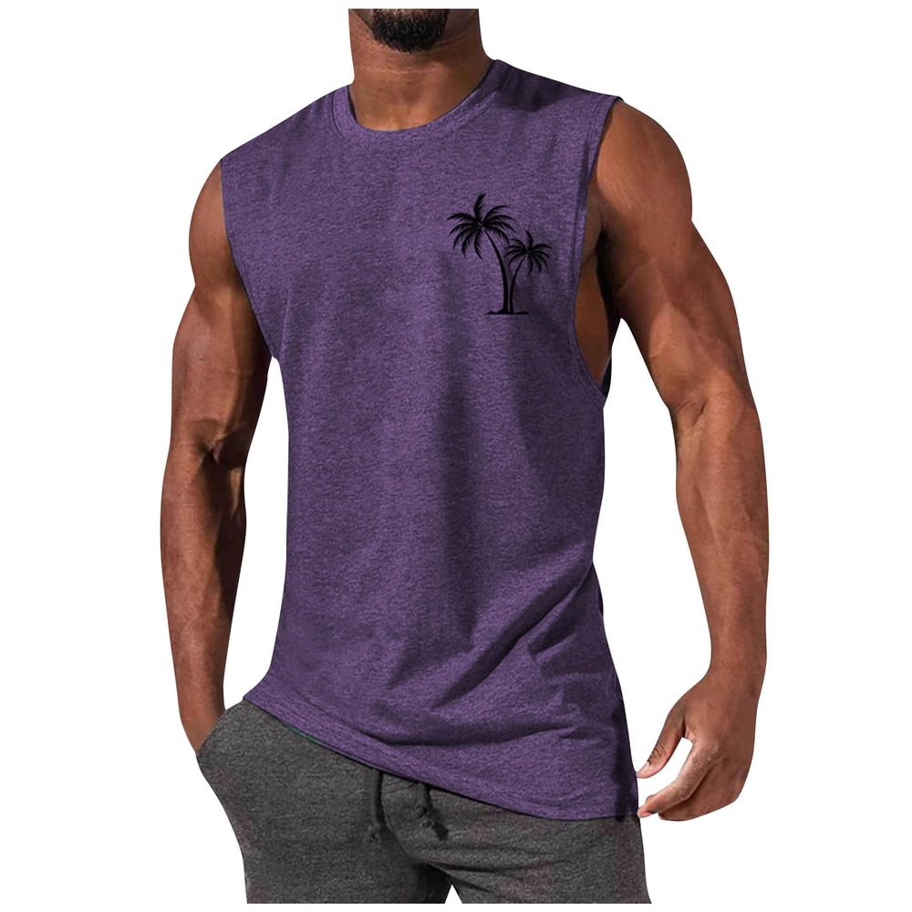 Ymosrh Mens Sleeveless T Shirts, Workout Muscle Tank Gym Fitness Bodybuilding T-Shirt Tops for Men Tee Shirts Black Tank Tops Undershirt Tank Workout Tshirts Workout Apparel Tank (XL, Purple)