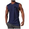 Ymosrh Sleeveless Shirts for Men, Workout Muscle Tank Shirts Gym Fitness Bodybuilding T-Shirt Beach Clothes Men Slimming Undershirt Tank Top Workout Mens Tank Summer Shirts Tank (XL, Navy) view 1