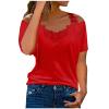 Womens Cold Shoulder Tops Sexy Lace V Neck Blouses Hollow Out Short Sleeve Casual Tops Summer Solid Elegant Tshirts view 1