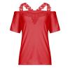Womens Cold Shoulder Tops Sexy Lace V Neck Blouses Hollow Out Short Sleeve Casual Tops Summer Solid Elegant Tshirts view 3