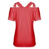 Womens Cold Shoulder Tops Sexy Lace V Neck Blouses Hollow Out Short Sleeve Casual Tops Summer Solid Elegant Tshirts view 4