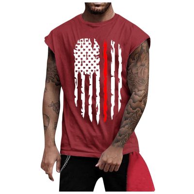 Ymosrh Workout Tank Tops, American Flag Shirts 4th of July Sleeveless Muscle Shirt Graphic Gym Workout Patriotic Tee Under Shirts Mens Tights XL Tshirts Undershirts Tank Tops Tank (4XL, Red)