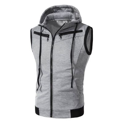 Mens Workout Tank Tops, Hooded Zip Up Bodybuilding Fitness Muscle T Shirt Sleeveless Gym Hoodie Tank Tops Workout Apparel Black Tank Top Fitted Workout Shirt Tank Top Undershirt (XL, Light Gray)