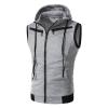 Mens Workout Tank Tops, Hooded Zip Up Bodybuilding Fitness Muscle T Shirt Sleeveless Gym Hoodie Tank Tops Workout Apparel Black Tank Top Fitted Workout Shirt Tank Top Undershirt (XL, Light Gray) view 1