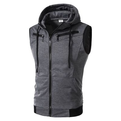 Ymosrh Hoodie Tank Tops for Men Workout Sleeveless Hooded Bodybuilding Fitness Muscle Gym Workout Hooded T Shirts (5XL, Dark Gray)
