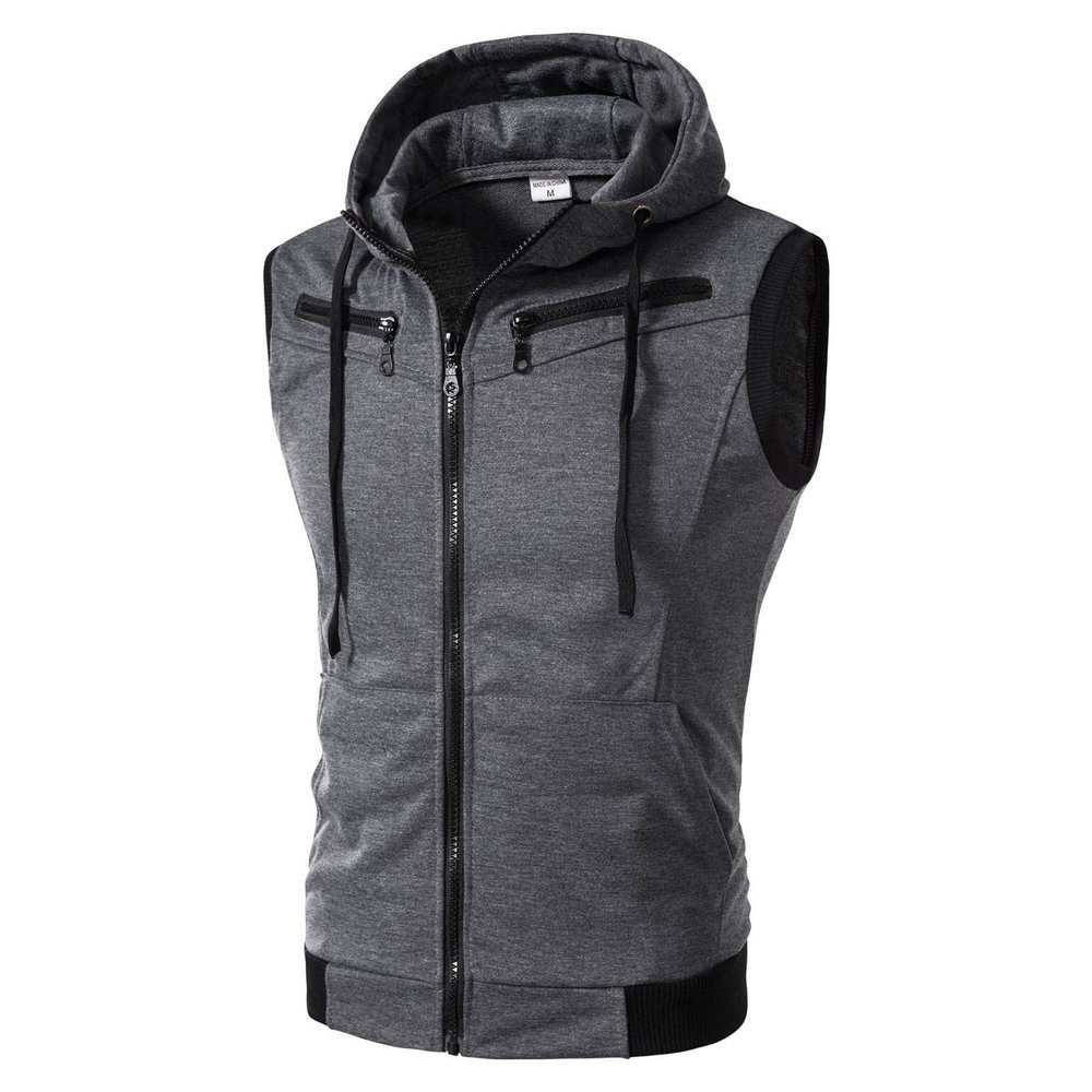 Ymosrh Hoodie Tank Tops for Men Workout Sleeveless Hooded Bodybuilding Fitness Muscle Gym Workout Hooded T Shirts (5XL, Dark Gray)