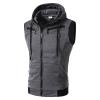Ymosrh Hoodie Tank Tops for Men Workout Sleeveless Hooded Bodybuilding Fitness Muscle Gym Workout Hooded T Shirts (5XL, Dark Gray) view 1