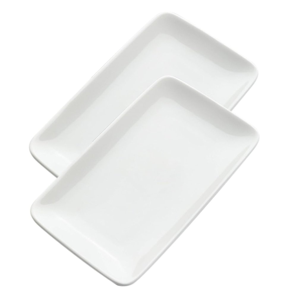HOOTNEE 2pcs Ceramic Jewelry Tray Aesthetic Dish for Earrings Bracelets Versatile Serving Plate for Snacks Desserts Organizing Accessories Decor