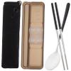 1set Portable Travel Utensil Set Stainless Steel Cutlery Kit Spoon and Chopsticks Reusable Tableware for Camping Hiking and Outdoor Activities view 1