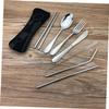 FUNOMOCYA Stainless Steel Utensil Set for Lunch Box 7pc Camping Cutlery Set with Black Forks Spoons view 4