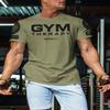 Gymish Lifestyle Gym Therapy Workout Shirts for Men, Lifting T-Shirt for Gym Workout (Military Green Branded, MED) view 3