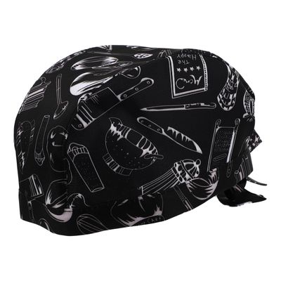 CALLARON 3Pcs Chef Hat for Men Women Professional Chef Head Scarf Chef Headwear Skull Printing Cooking Caps Chemotherapy Cap Bouffant Beanie Adjustable Ribbon Tie Bonnet 11.79x7.86x4.72inch