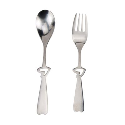 Zerodeko 2piece Stainless Steel Spoon and Fork Set with Hollow Heart-shaped Handle for Gifts Travel and Picnics Elegant Cutlery for Couples and Special Occasions