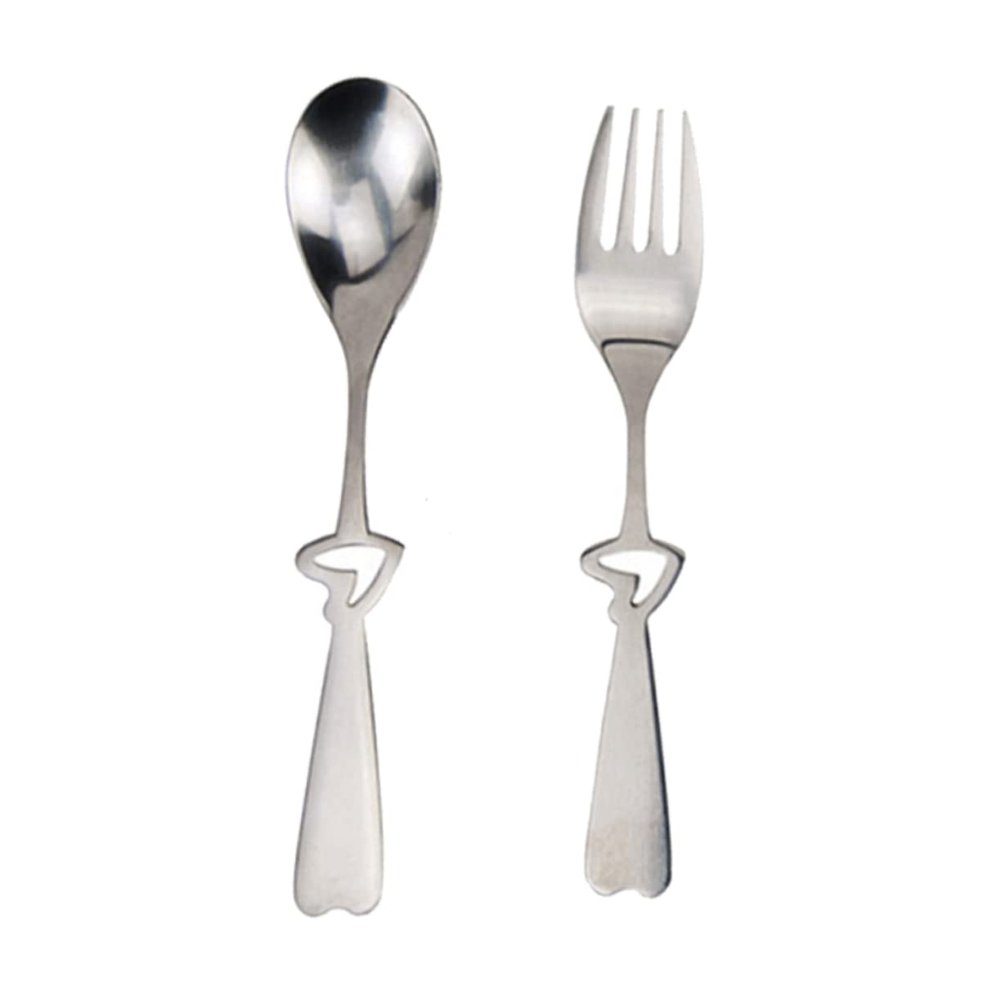 Zerodeko 2piece Stainless Steel Spoon and Fork Set with Hollow Heart-shaped Handle for Gifts Travel and Picnics Elegant Cutlery for Couples and Special Occasions