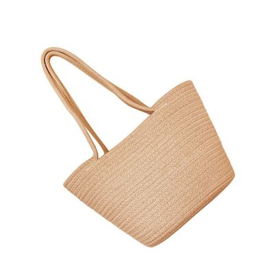 CHILDWEET Cotton Linen Woven Baskets Hand Woven Flower Basket Present Storage for Purse Khaki