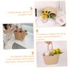CHILDWEET Cotton Linen Woven Baskets Hand Woven Flower Basket Present Storage for Purse Khaki view 2