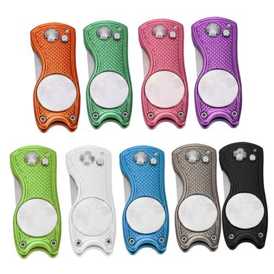 Anneome Golf Divot Tool Ball Marker Folding Pitch Fork Stainless Steel Repair Tool Compact Portable for Golfers Random Color
